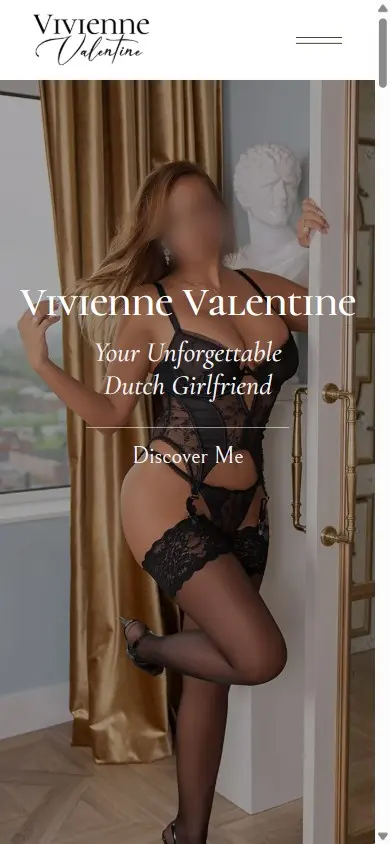 Mobile version of the escort website designed for Vivienne Valentine